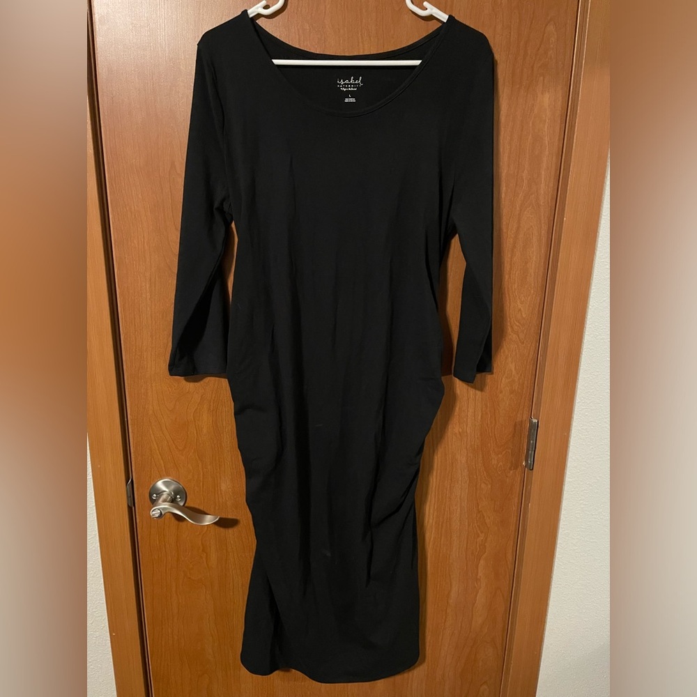 Isabel Maternity black fitted 3/4 sleeve dress size Large